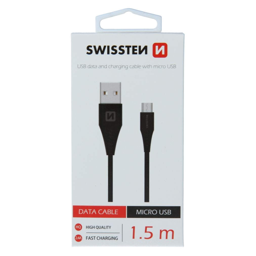 Swissten – Cabo usb para micro-usb 1.5m Preto