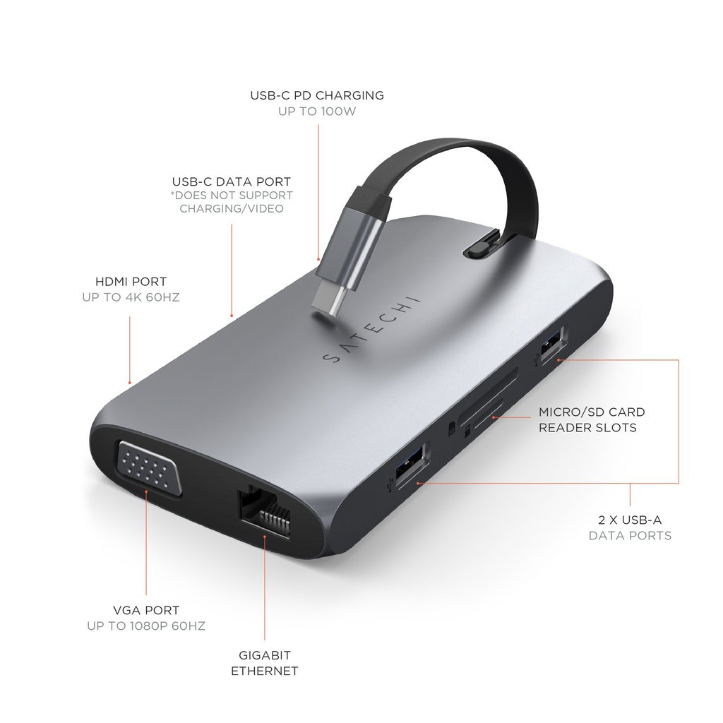 Satechi – USB-C On-the-Go Multiport Adapter (Space Grey)