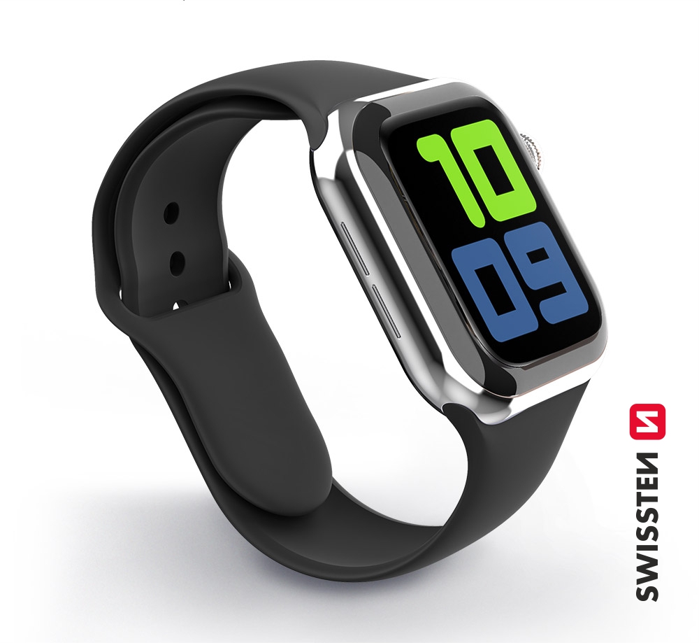 Swissten – Bracelete de Silicone para Apple Watch 42-49mm Preta