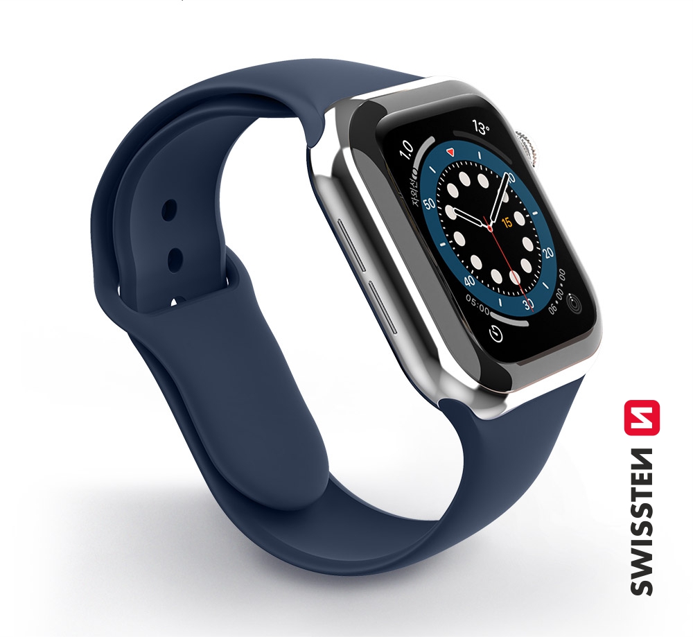 Swissten – Bracelete de Silicone para Apple Watch 42-49mm Azul Escuro