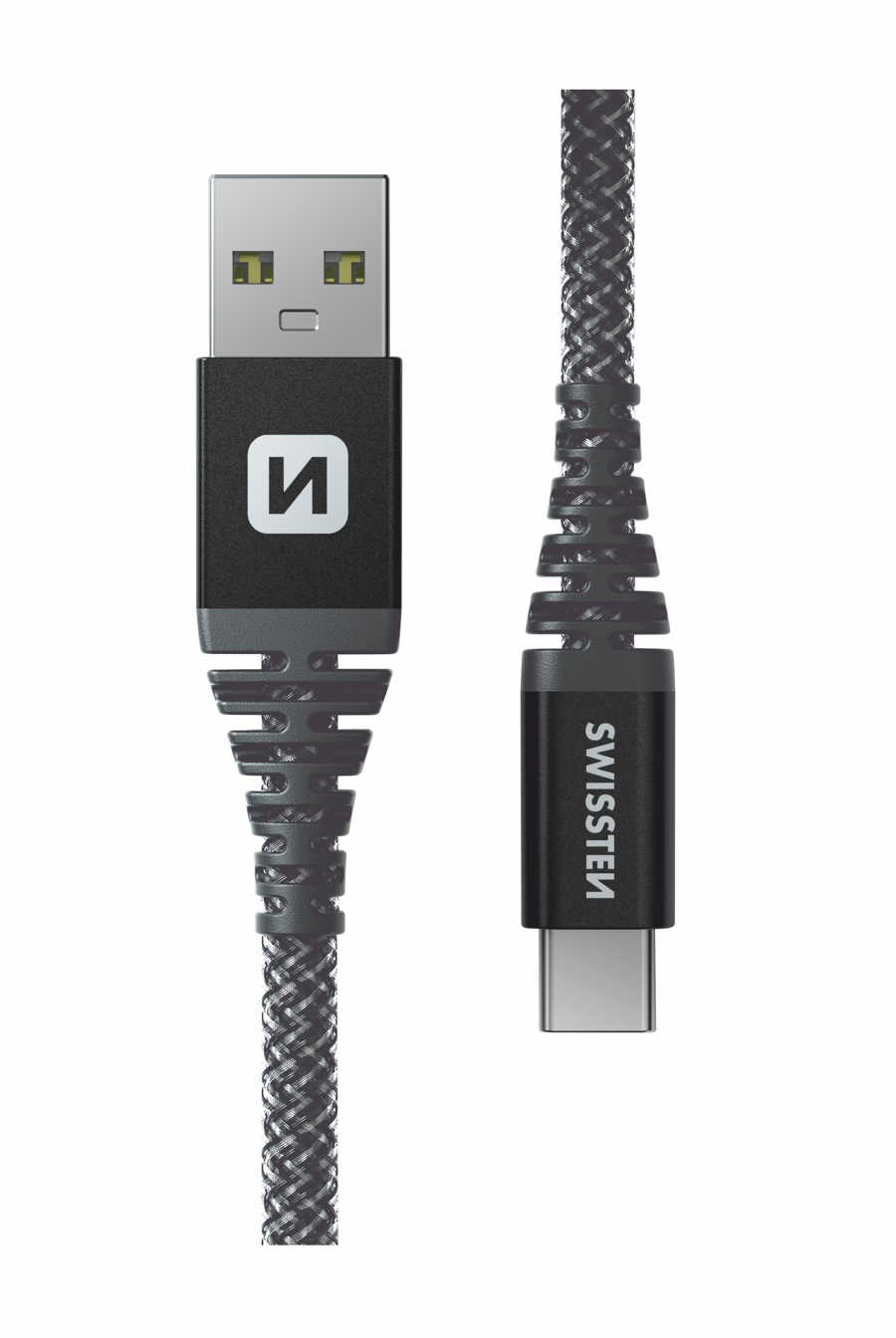 Swissten – Cabo Kevlar USB-C – USB 1.5m (antracite)