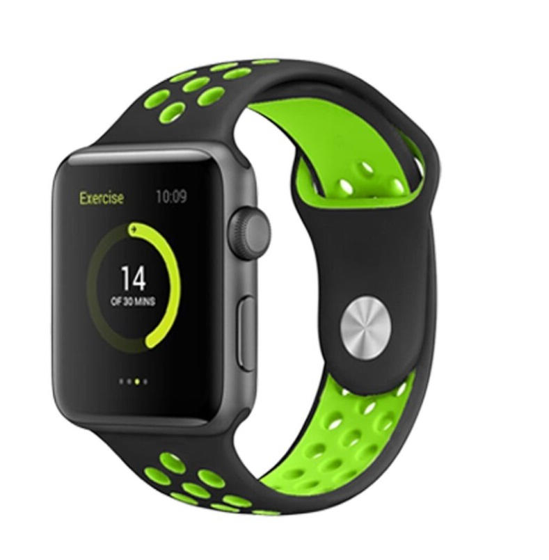 Swissten – Bracelete Desportiva para Apple Watch 42-49mm Preta/Verde