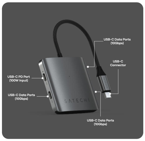 Satechi – 4-Port USB-C Hub com PD